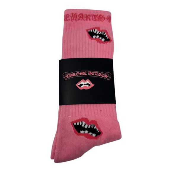 Chrome Hearts Mouth/Lips Socks – Pink & Red – One Size – Used